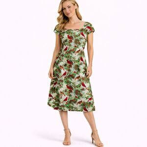 Retrolicious Holiday Theme Dress Cardinal 4X